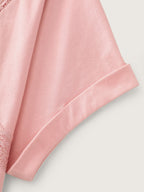 Cotton Lace Neckline Sheer T-Shirt