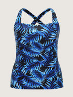 Tropical Print Double Strap Swim Top