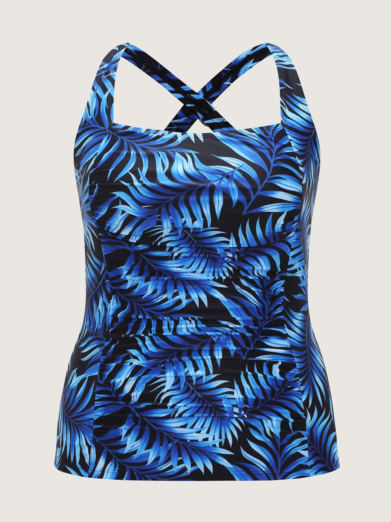 Tropical Print Double Strap Swim Top