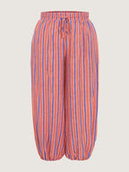 Striped Print Cuffed Hem Drawstring Pants