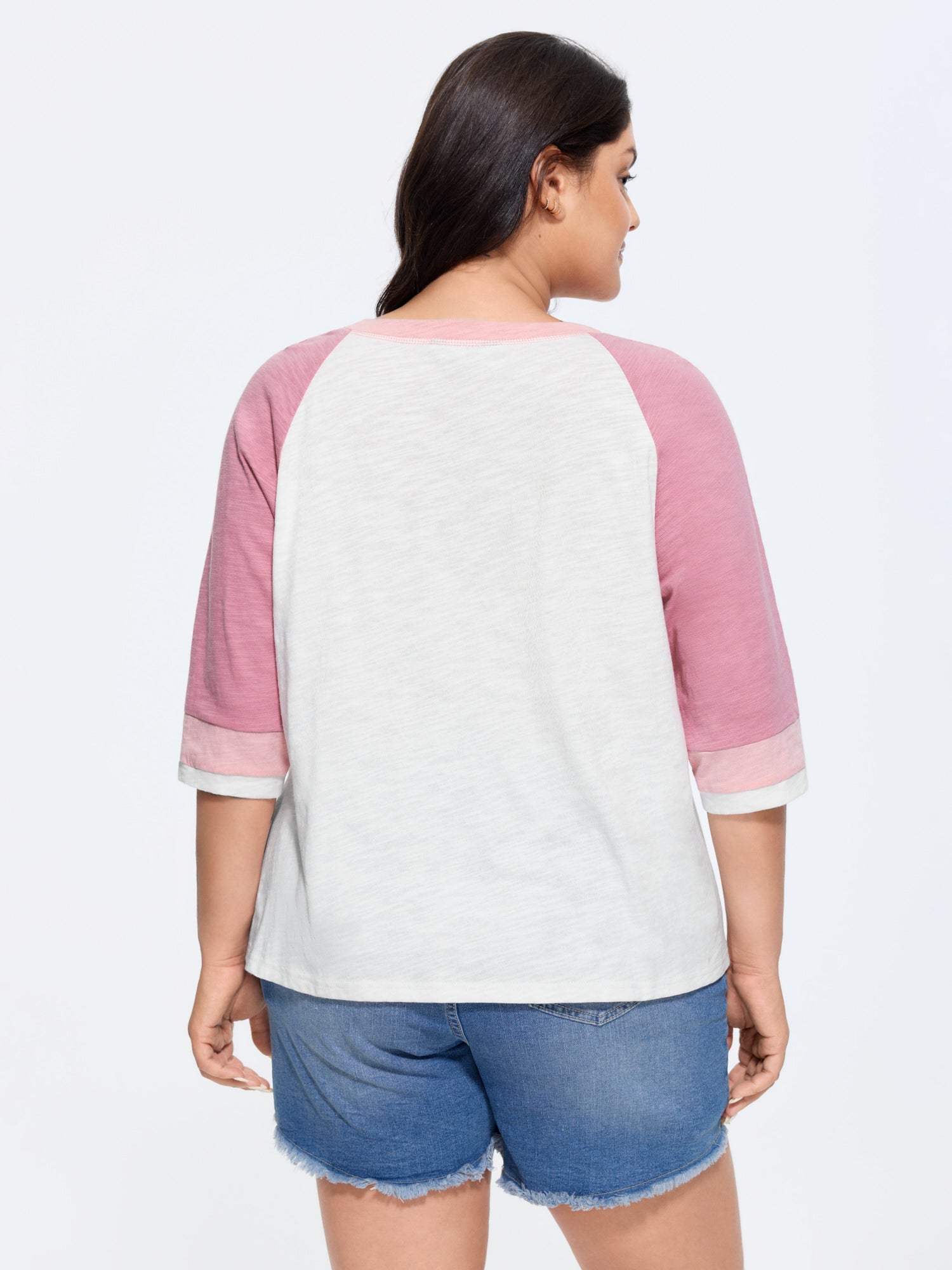Cotton Stretchy Colorblock Raglan Sleeve T-Shirt