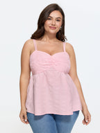 Textured Shirred Back Long Tank Top