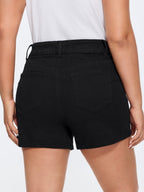 Stretchy Curvy Hem Skinny-Fit Denim Shorts