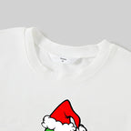"Merry Christmas" Letter Print 2025 Green Elf Cartoon Pattern Contrast White Long Sleeve with Classic Red and Green Plaid Pants Family Matching Pajamas