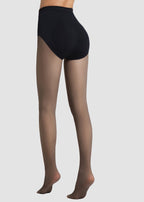 Semi-Sheer Black High-Waist Shaping Tights – Thin & Fleece-Lined