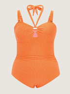 Cut-Out Halter Neckline One-Piece Swim