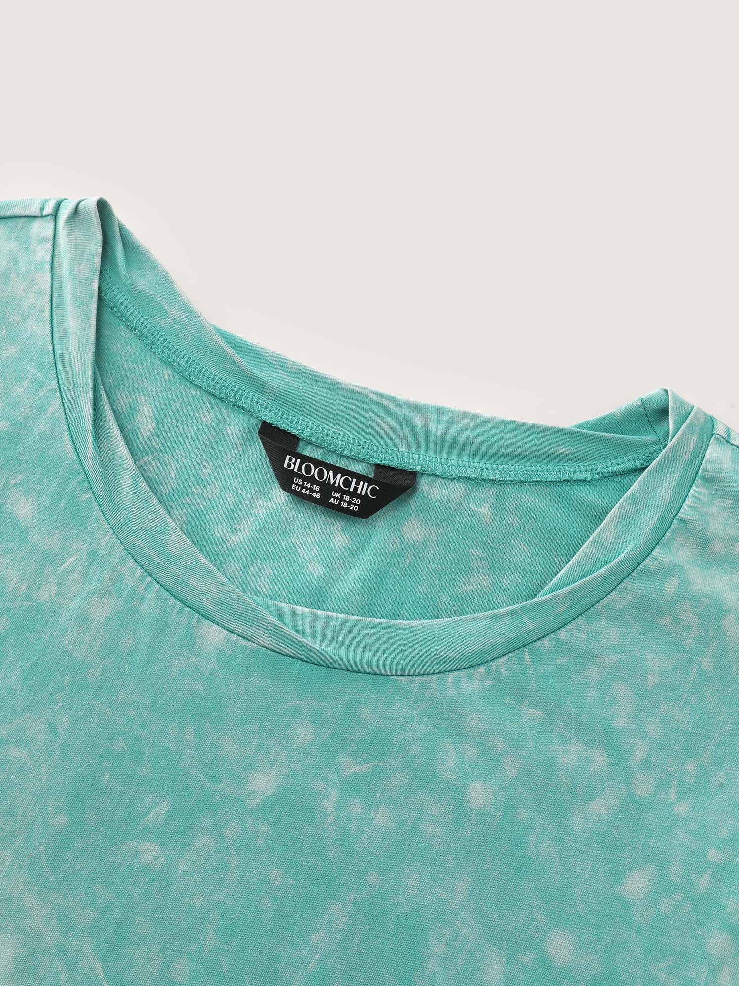 Cotton Stretchy Snowflake Effect Curvy Hem T-Shirt