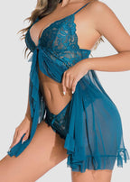 Sexy Lace Mesh See-Through Nightgown with Matching Thong