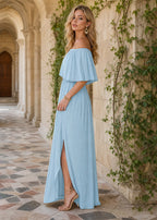 Women's Plus Size Off Shoulder Maxi Dress with Pockets
