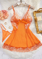 Sexy Sheer Lace Nightgown with G-String