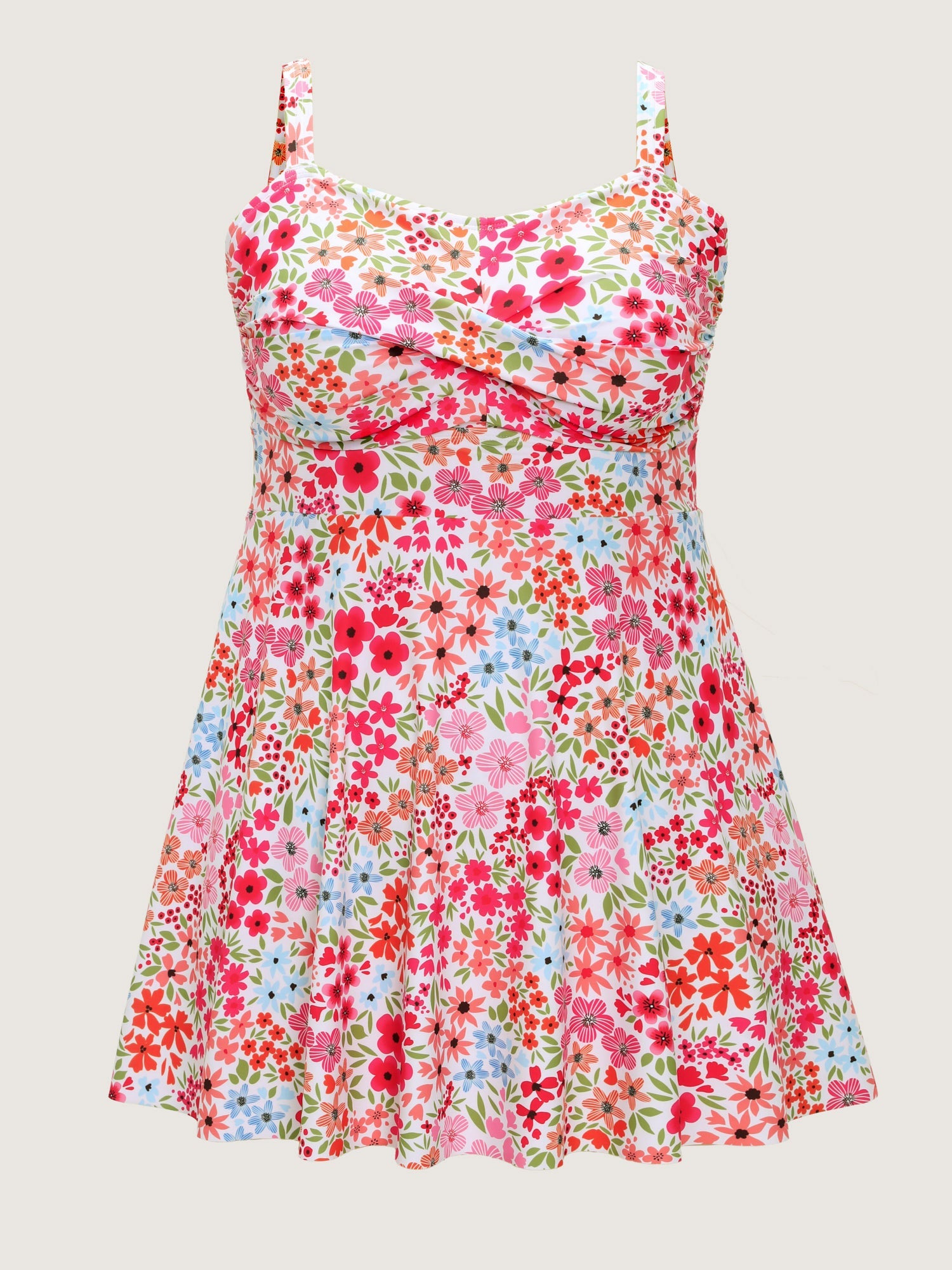 Colorful Floral Print Pockets Flowy Swim Dress