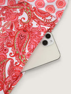 Paisley Print Pockets Color Contrast Swim Dress