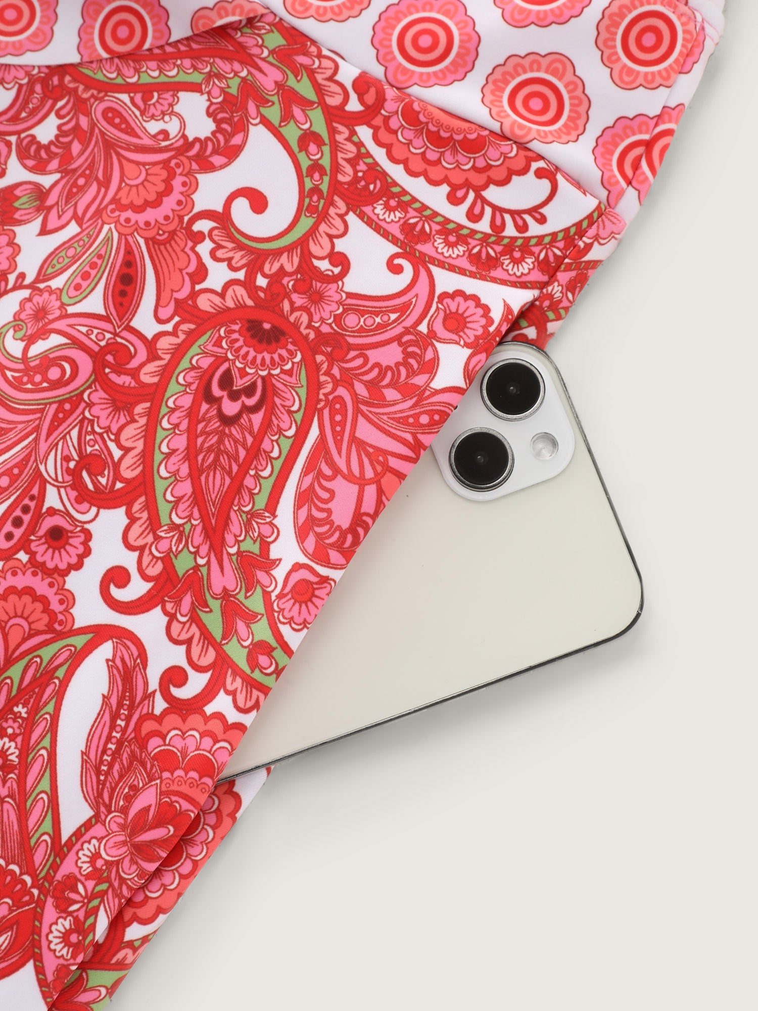 Paisley Print Pockets Color Contrast Swim Dress