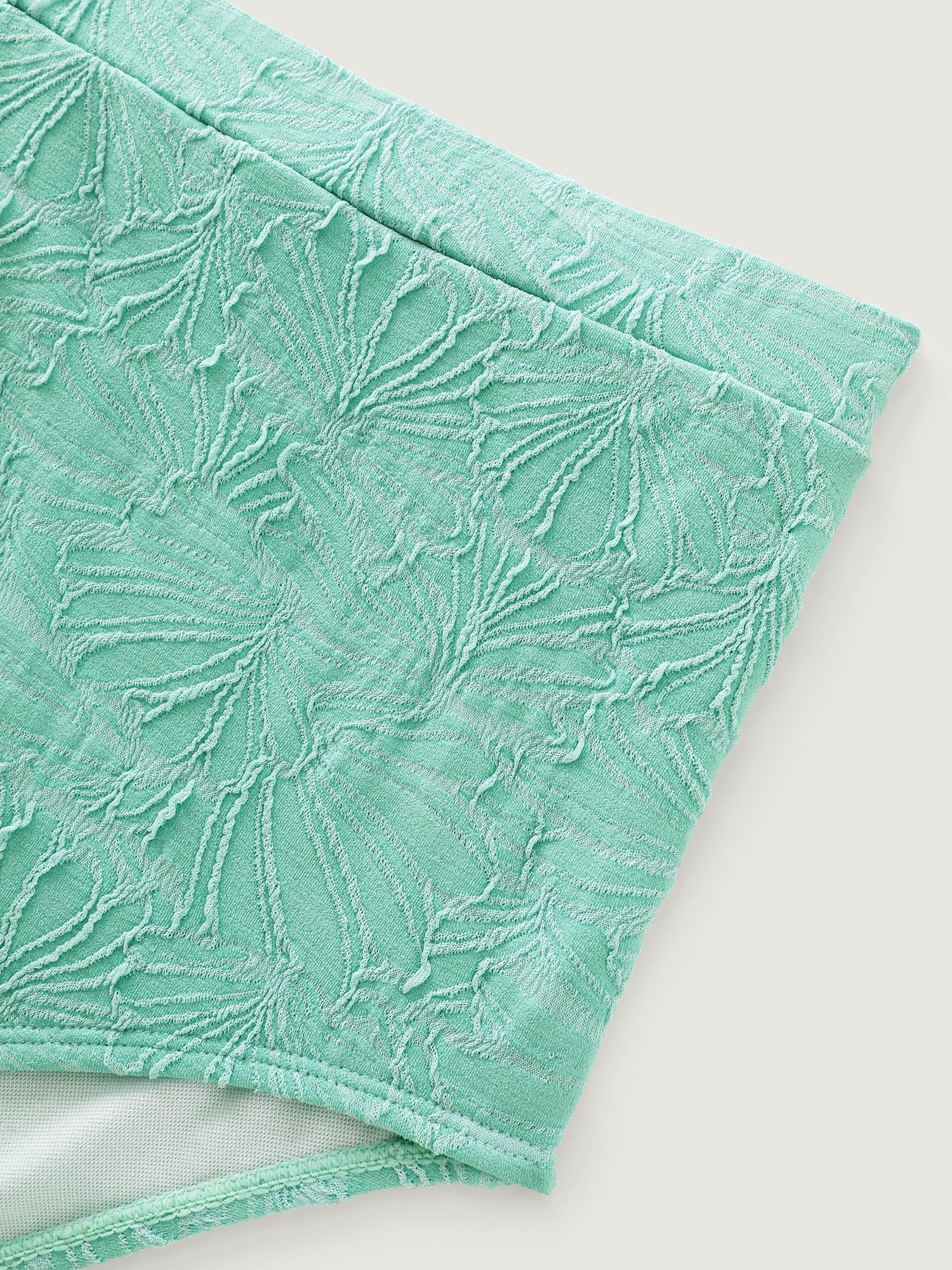 Floral Textured Tight-Fit Swim Bottoms