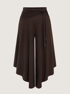 Waist-Tie Ruched Flowy-Fit Pants