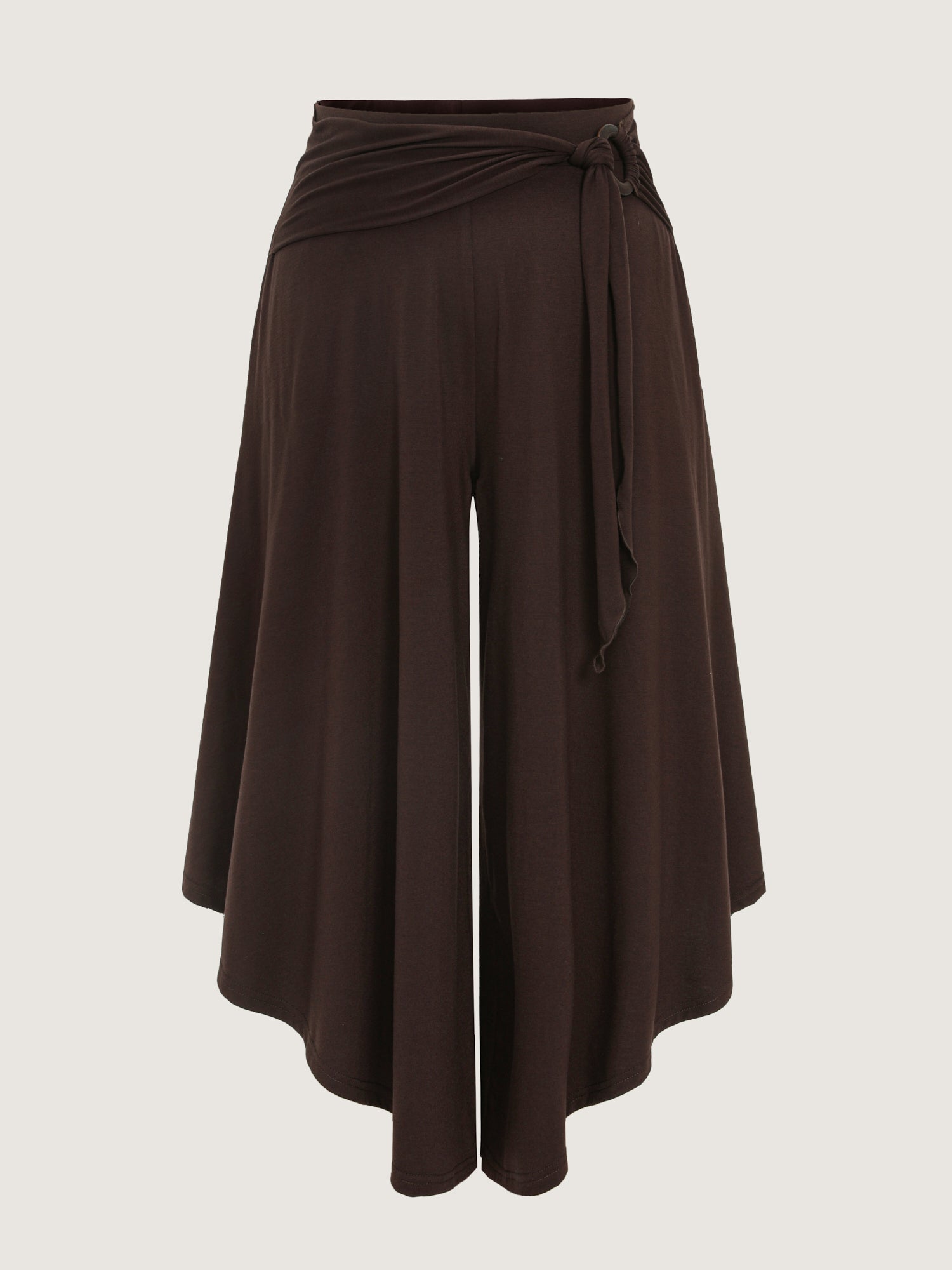 Waist-Tie Ruched Flowy-Fit Pants
