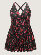 Floral Print Fit And Flare Swim Dress
