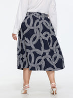 Abstract Print Waist-Tie Maxi Skirt