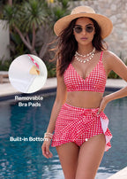 High-Waisted Gingham Bikini Set