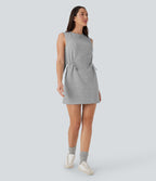 Sleeveless Drawstring 2 Piece Mini Golf Active Dress