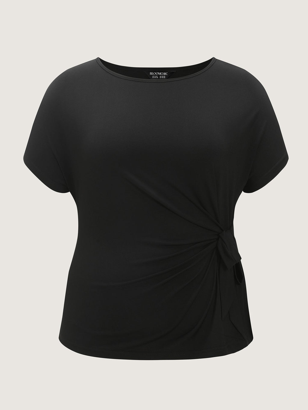 Stretchy Ruched Boat Neckline T-Shirt