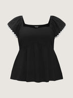 Color Contrast Fit And Flare Blouse