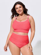 Textured Embroidered Edge Swim Top