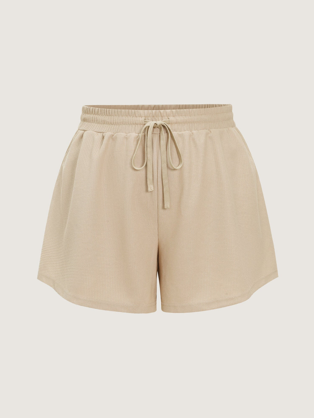 Textured Drawstring Waist Wide-Leg Shorts