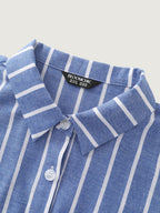 Pure Cotton Striped Puffy Sleeve Blouse