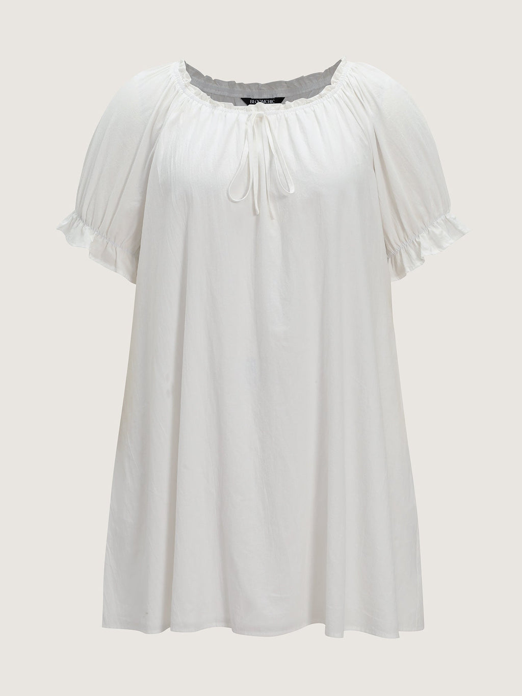 Cotton Plain Stretchy Cuff Sleeve Lounge Dress