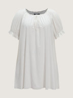 Cotton Plain Stretchy Cuff Sleeve Lounge Dress