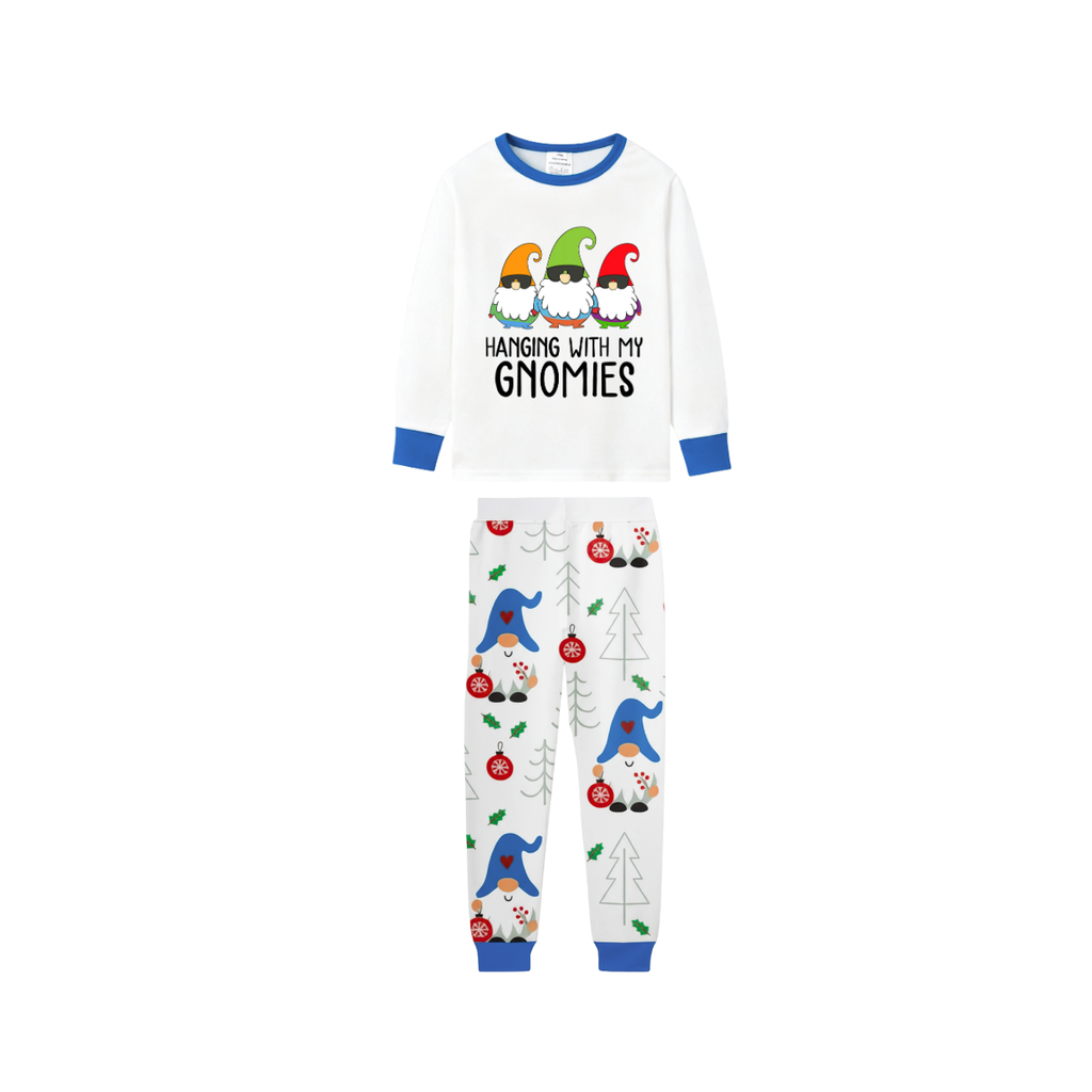 Holiday Family Christmas Pajamas Set With Christmas Gnome Pattern Print