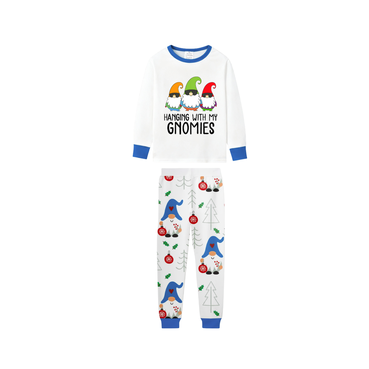 Holiday Family Christmas Pajamas Set With Christmas Gnome Pattern Print