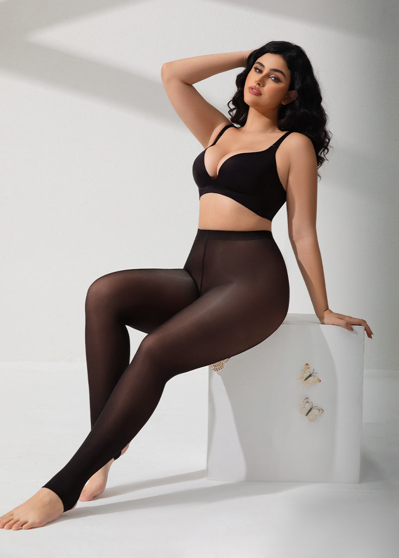 Slimming Semi-Sheer Black Tights