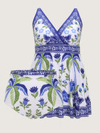 Tropical Palm Tree Print Swim Dress