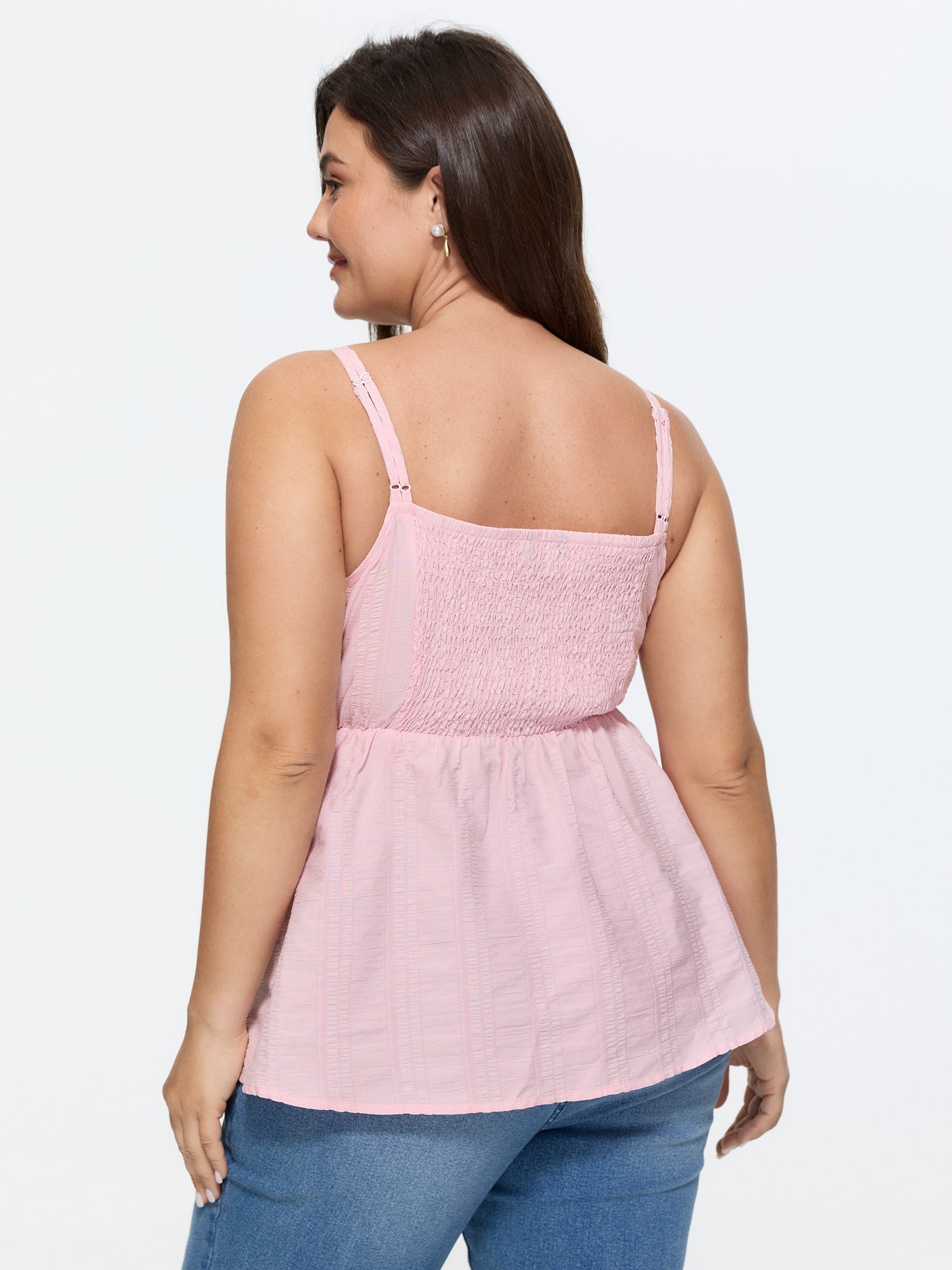 Textured Shirred Back Long Tank Top