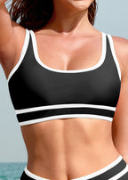 Sporty Color Block High Waist Bikini Set