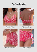 High-Waisted Gingham Bikini Set