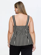 Stretchy Striped Print Square Neckline Tank Top