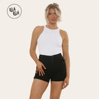 Women's Stretchy High Waisted Turn Up Denim Shorts UK 6-16 Womens Everyday Casual Fit Denim Bottoms