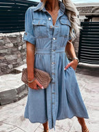 Ladies' Lapel Buckle Casual Temperament Dress