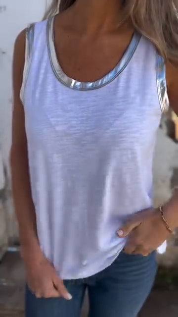 Ladies' Round Neck Spliced Casual Vest