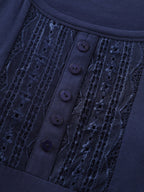 Supersoft Lace Trim Fitted Plain T-Shirt
