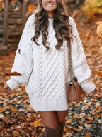 Women Round Neck Hip-pack Versatile Knitted Casual Dress