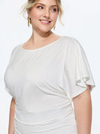 Ruched Adjustable Waist-Tie T-Shirt