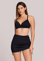 Drawstring Ruched Side-tie Swim Skirt