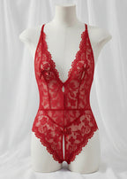 Bridal Whisper Halter Lace Crotchless Teddy