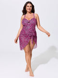 Sarong Set Sweet Leopard Print One-Piece Swim