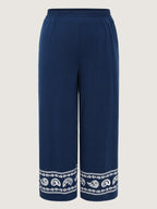 Stretchy Paisley Print Pockets Pants