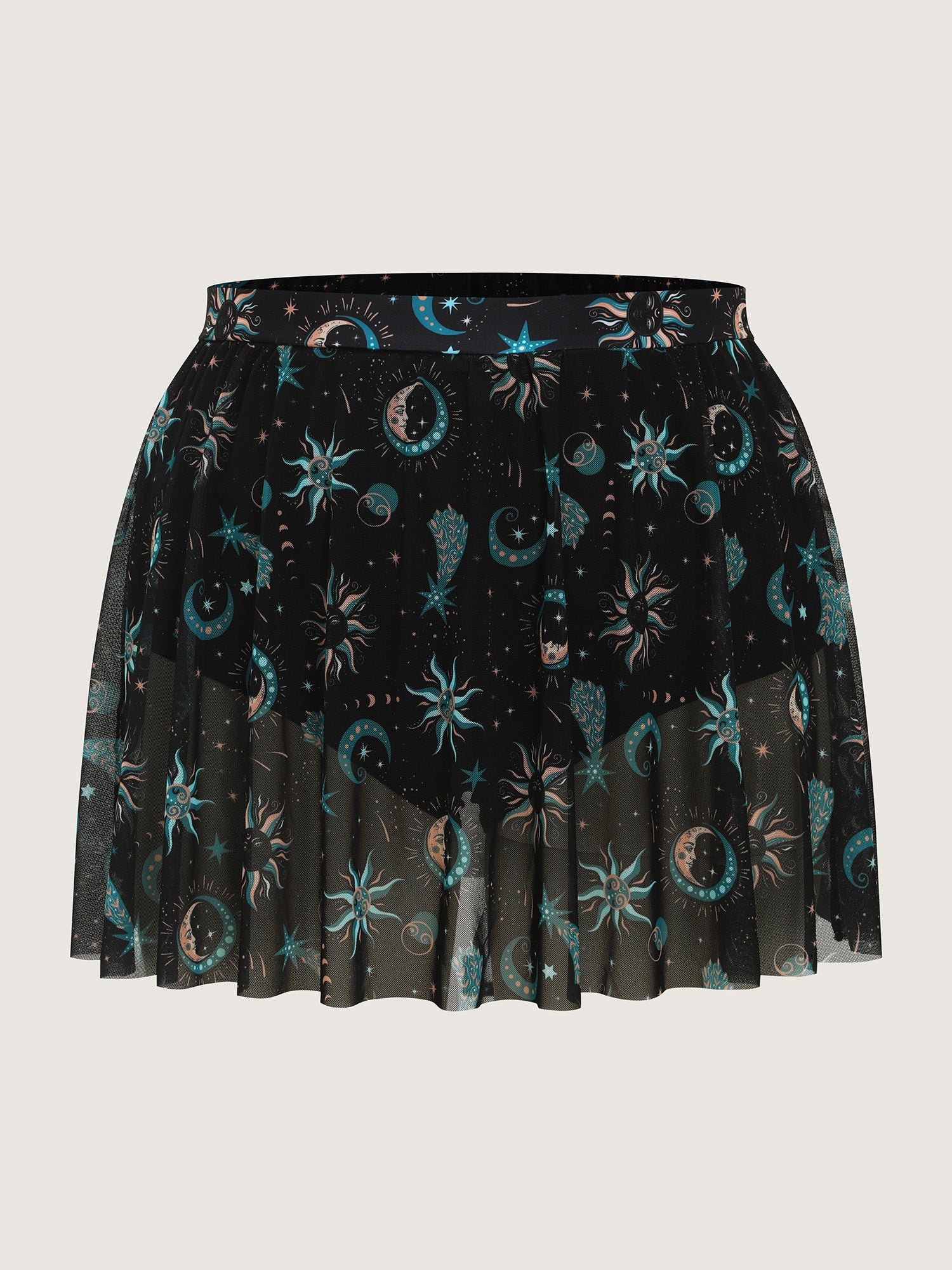 Sheer Star Moon Print Swim Bottoms